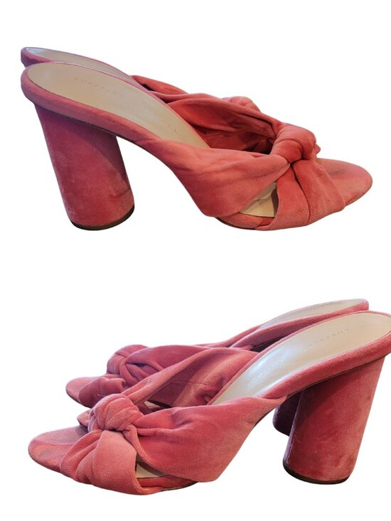 Loeffler Randall Shoes - Loeffler Randall Pink Coco Knotted Velvet Heels/Mule Sandal